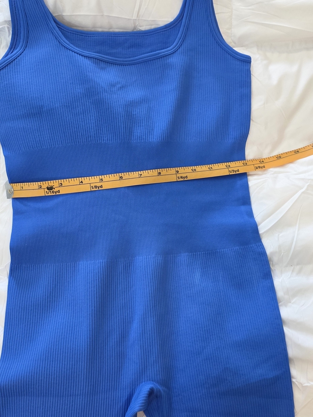 Blue Ribbed Scoop-Neck Jumpsuit Large - NWOT
